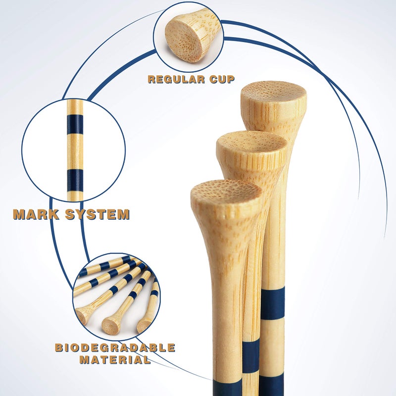 CHAMPKEY Premium Bamboo Golf Tees Pack of 170-120 Pcs Long Tees with 50 Pcs Short Tees Assorted Pack - Friendly Biodegradable Material Golf Teeï¼ˆ3-1/4"ï¼‰ - Image 3